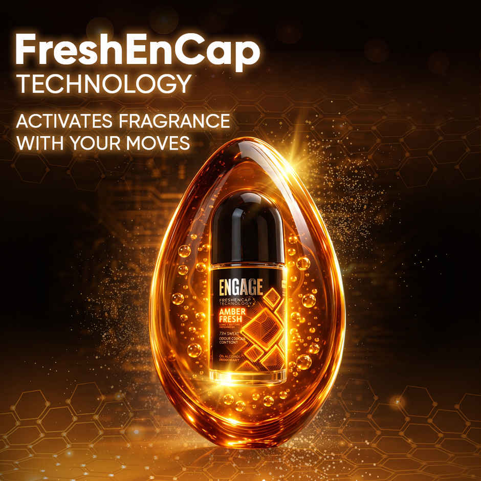 Engage Amber Fresh Underarm Roll-On Deo for  Men | 72hr Protection