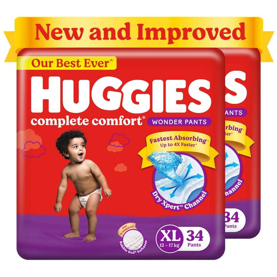 Huggies Complete Comfort Wonder Baby Diapers | Pant Style | XL | 68 pcs
