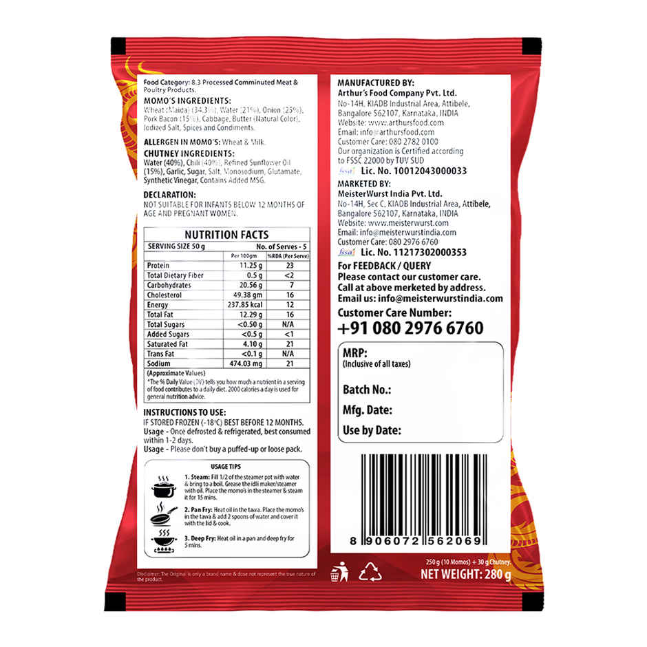 Meisterwurst Pork Bacon Momos