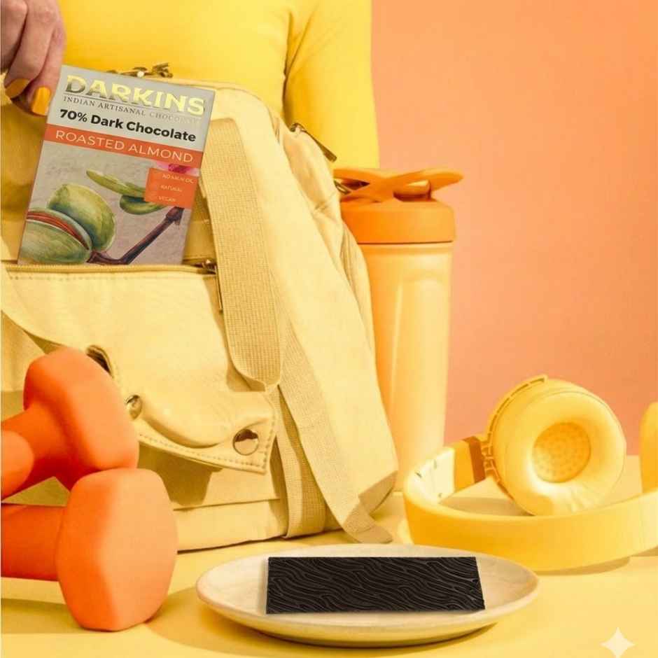 Darkins Indian Artisanal 70% Dark Roasted Almonds Chocolate