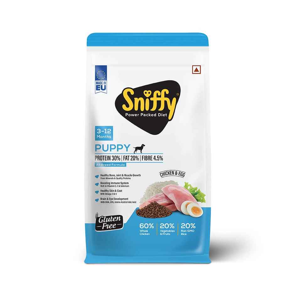 Sniffy Puppy Dry Dog Food | Chicken - Egg | High Protein | Gluten Free | All Breeds