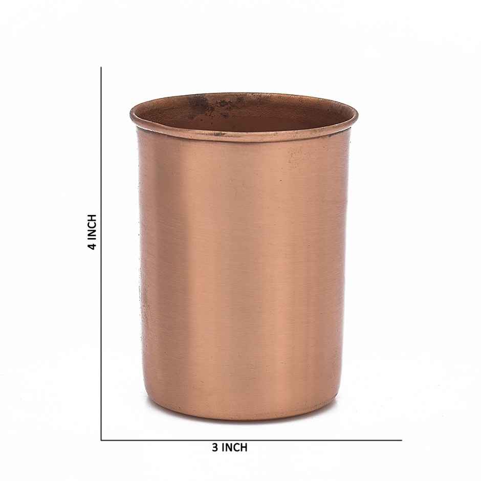 OGGN Plain Copper Water Glass For Daily & Office Use 250 ml, Pure Copper