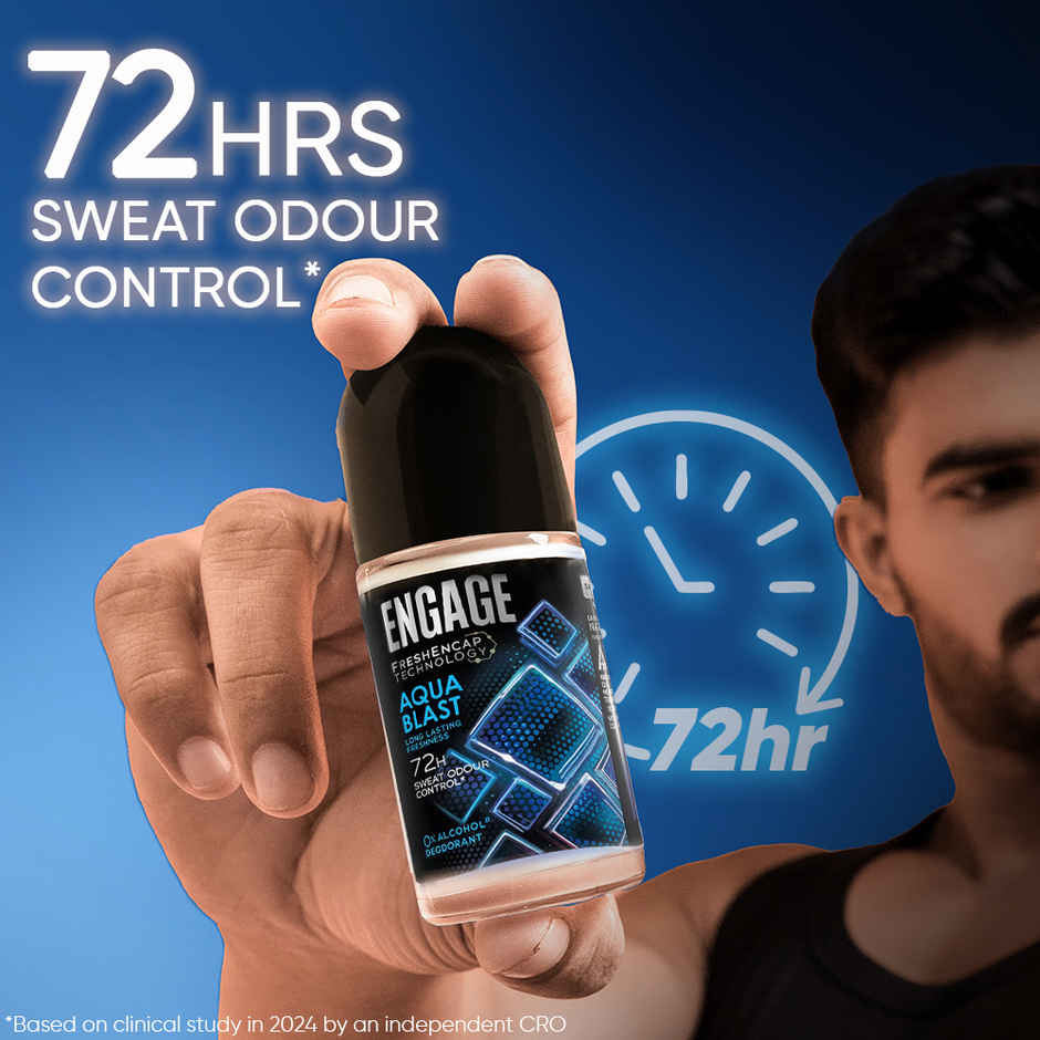 Engage Aqua Blast Roll On Deo For Men 72 Hr Sweat Odour Protection