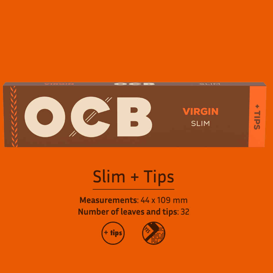 OCB VIRGIN Brown 32 Sheets Rolling Paper & Filter Tips | King Size Slim