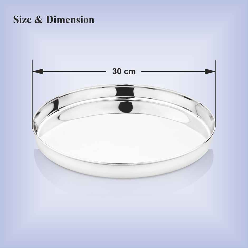 Bhalaria Stainless Steel Heavy Gauge Dinner Plate | Mirror Finish | 30 cm Dia