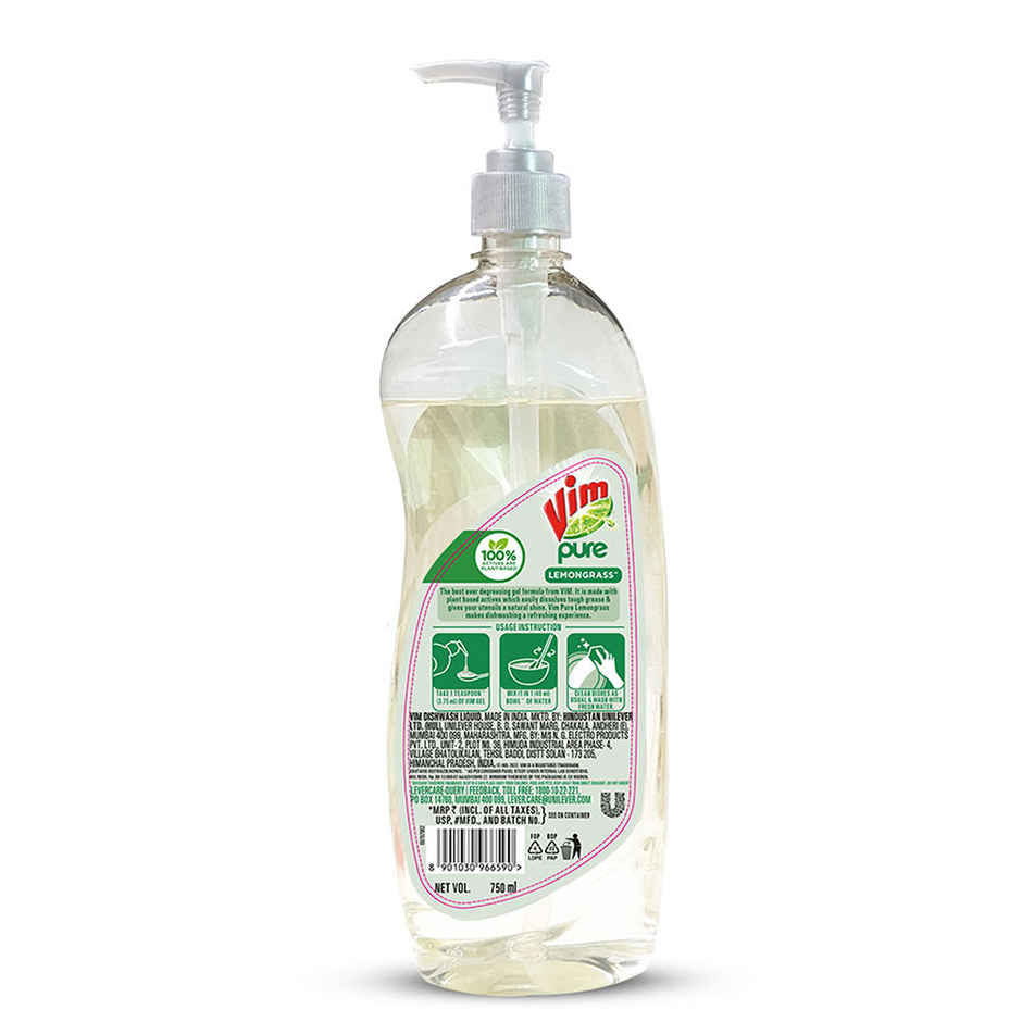 Vim Pure Lemongrass Fresh Dishwash Liquid