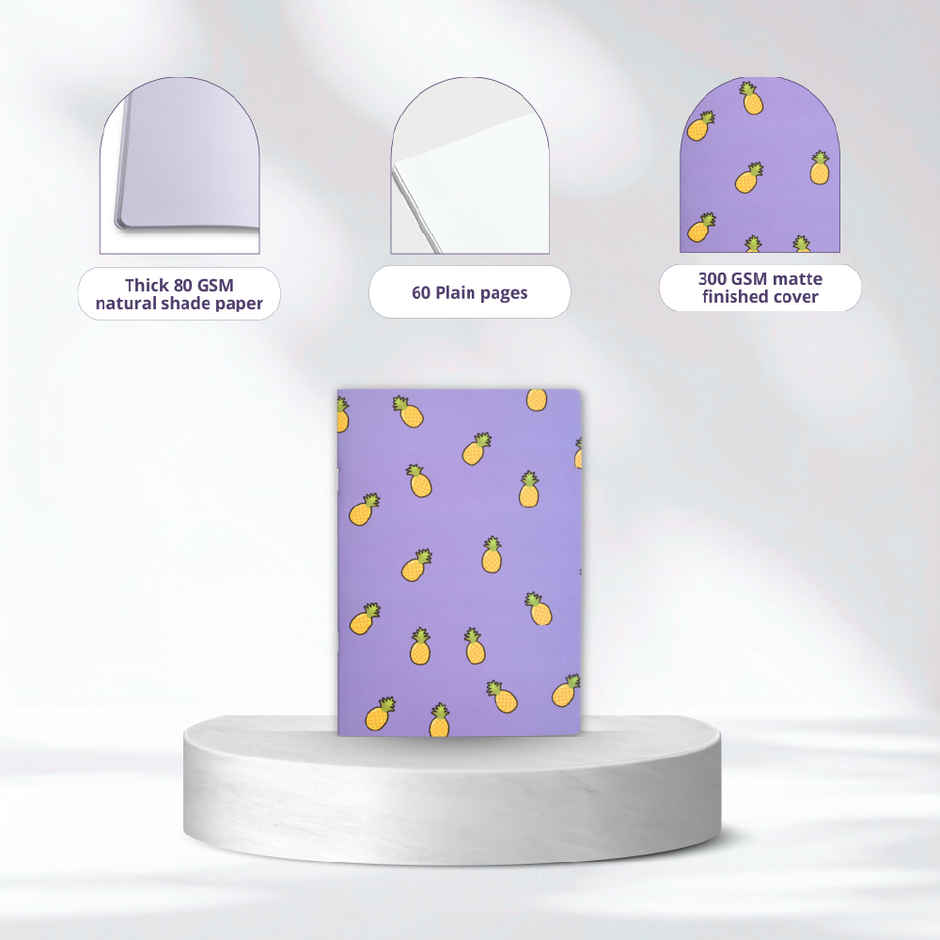 Papboo A5 Unruled Set Of 4 Notebooks, 80 Gsm Paper (240 Pages, 21 x 15 cm, Fruits)