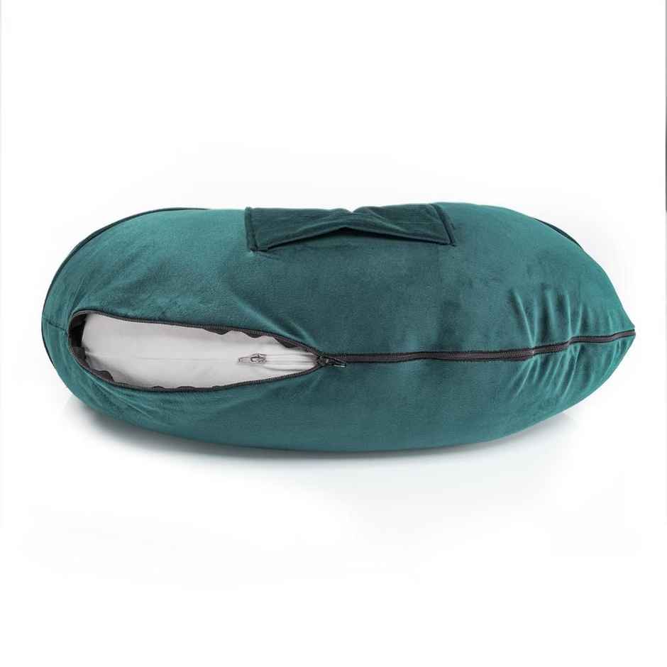 Nursing Pillow For Feeding & Baby Care | Super Soft & Machine Washable Velvet Cover | Peacock Green