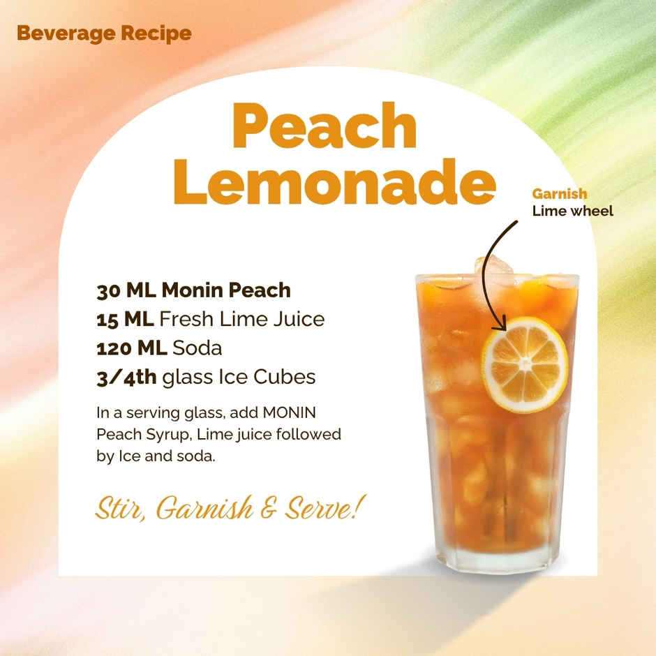 Monin Peach Syrup For Cocktail |Mocktails |Mixers