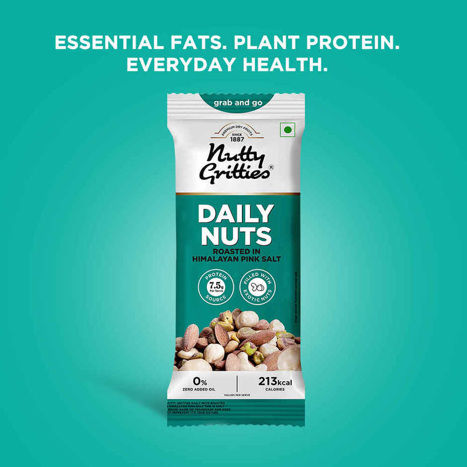 Nutty Gritties Daily Mix Nuts Roasted In Himalayan Pink Salt - Macadamias, Hazelnuts, Pistachios, Almonds, Cashews