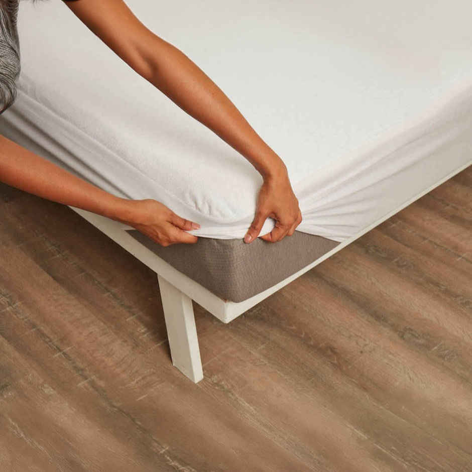 Water Proof Terry Cotton Mattress Protector | Grey | Machine Washable | Super Soft 75x36 Inch
