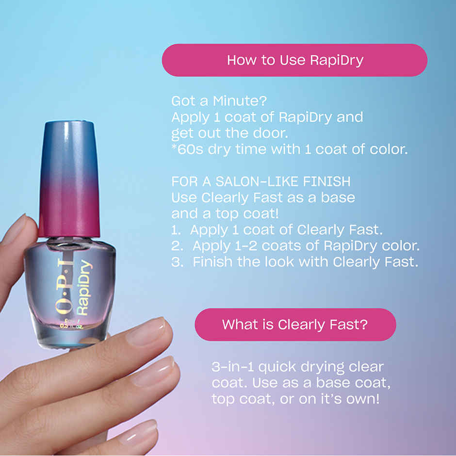 OPI Rapidry Nail Polish Clearly Fast Transparent Quick Dry Smudge Proof