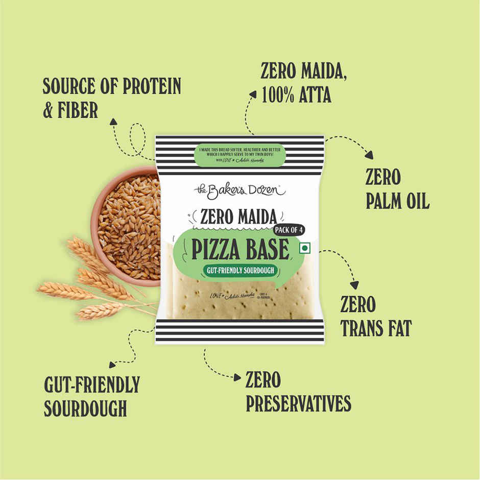 The Baker's Dozen Zero Maida Pizza Base | Made with Gut Friendly Sourdough Bread | Wholewheat