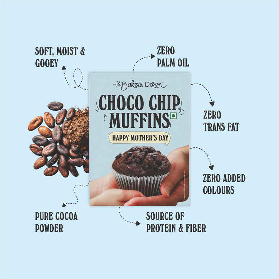 The Baker's Dozen Chocochip Muffin | Veg/Eggless Cake | Cup Cake | Tiffin Cake | Chocolate Muffin