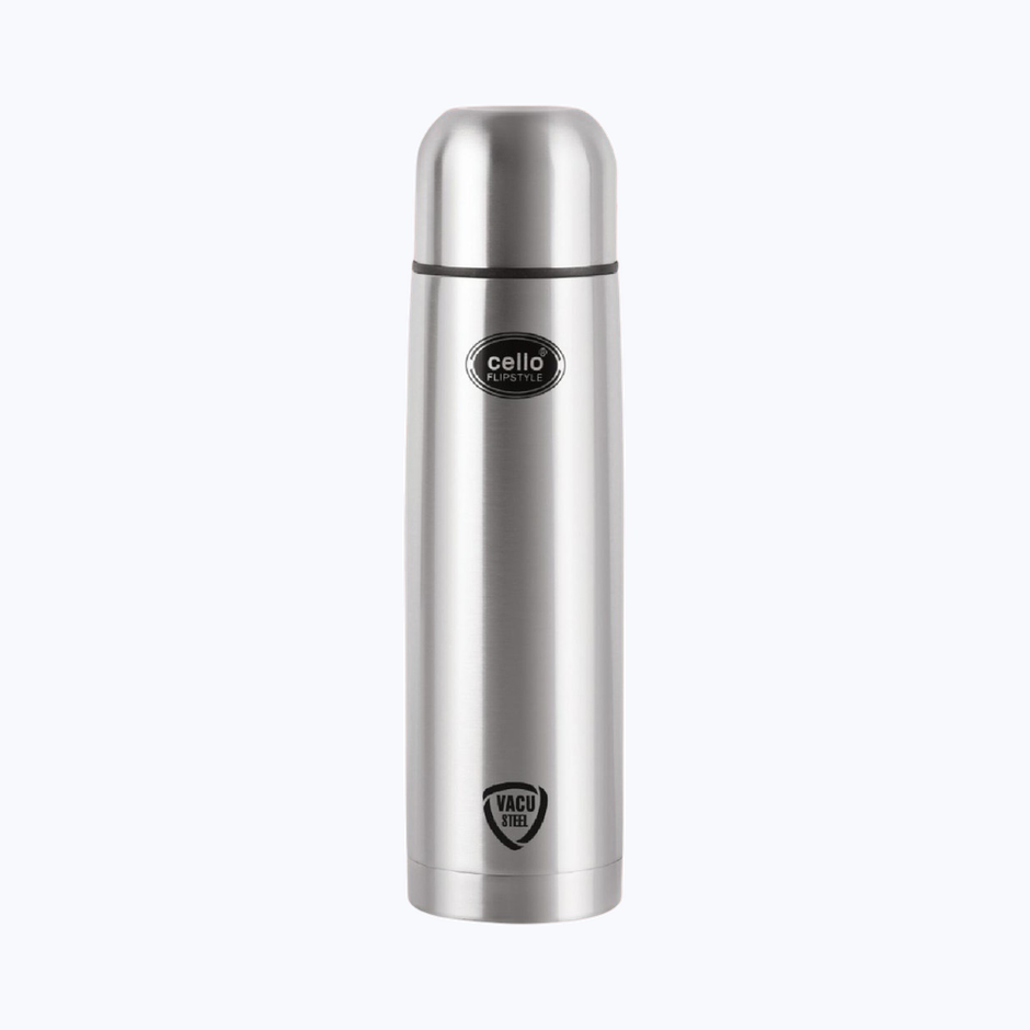 Cello Flipstyle Stainless Steel Vacuum Insulated Double Walled Flask with Jacket 500ml | Silver