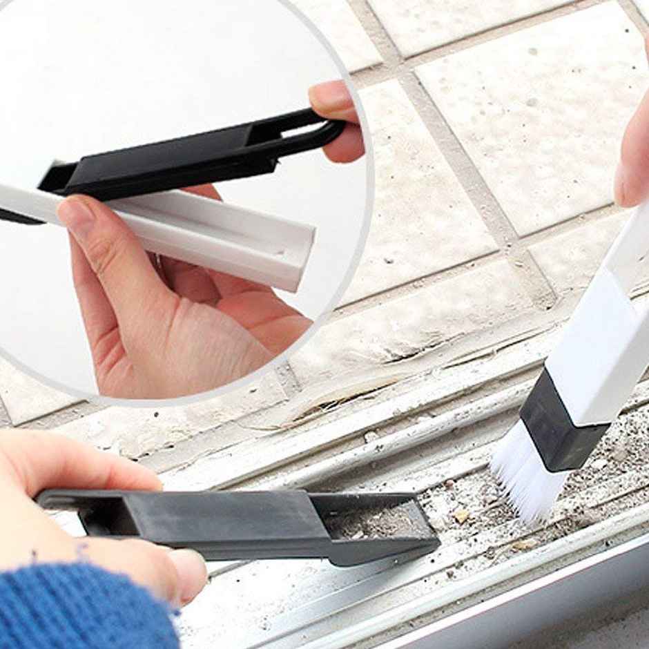 Perpetual 2 In 1 Multi-Function Window Slot Brush with Dustpan