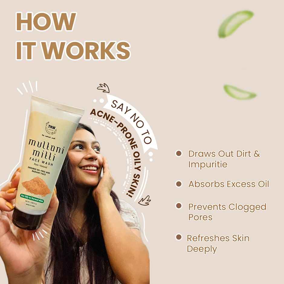TNW The Natural Wash Multani Mitti Face Wash for Removing Pigmentation, Controls Acne & Excess Oil