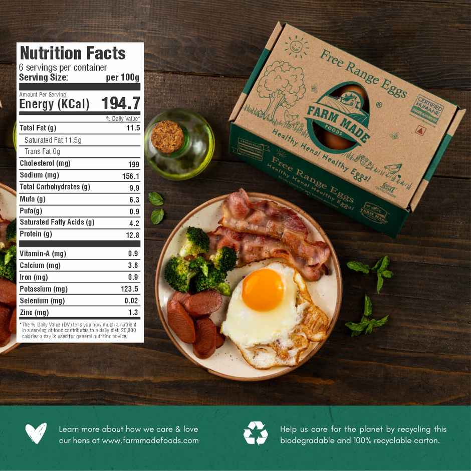 Farm Made Free Range Brown Eggs, 12 Pieces - Protein Rich, Veg Feed, Non-Fertile (12pc) & Blueberry (125g) Combo