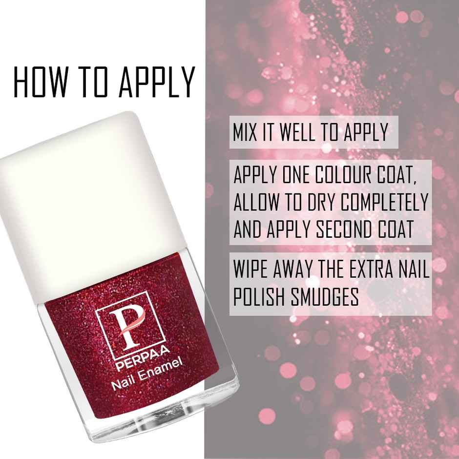 PERPAA Beauty Glitter Nail Paint | Red Glitter