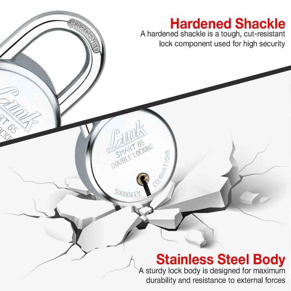 Link Stainless steel Smart 65 mm Padlock With | 4 Keys