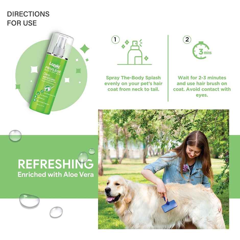Lozalo Privilege Pet Perfume Spray | Dew | Aloe Vera - Wheat Germ Oil | Moisturizing