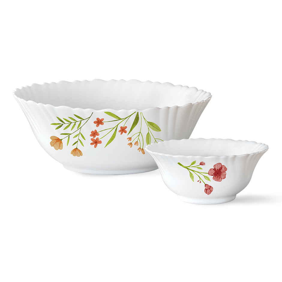 Larah by Borosil Coral Pudding Set | Opalware Crockery for Dining & Gifting Bowl Set