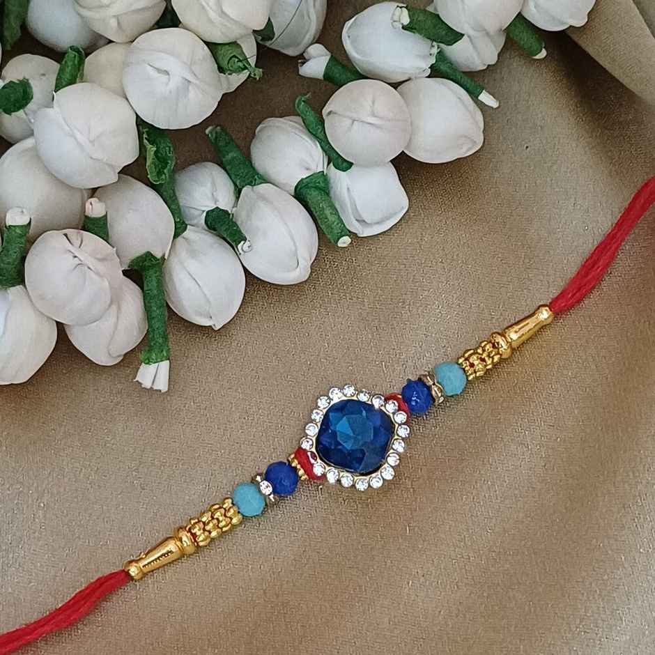 Blue Crystal Rakhi | Sleek and Modern | Gullak