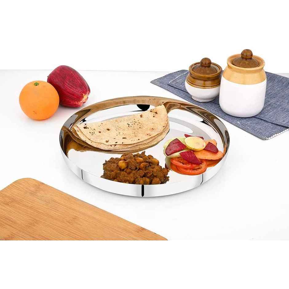 Steelera Stainless Steel Apple Dinner Plate / Thali / Khumcha | Food Safe | 30 cm