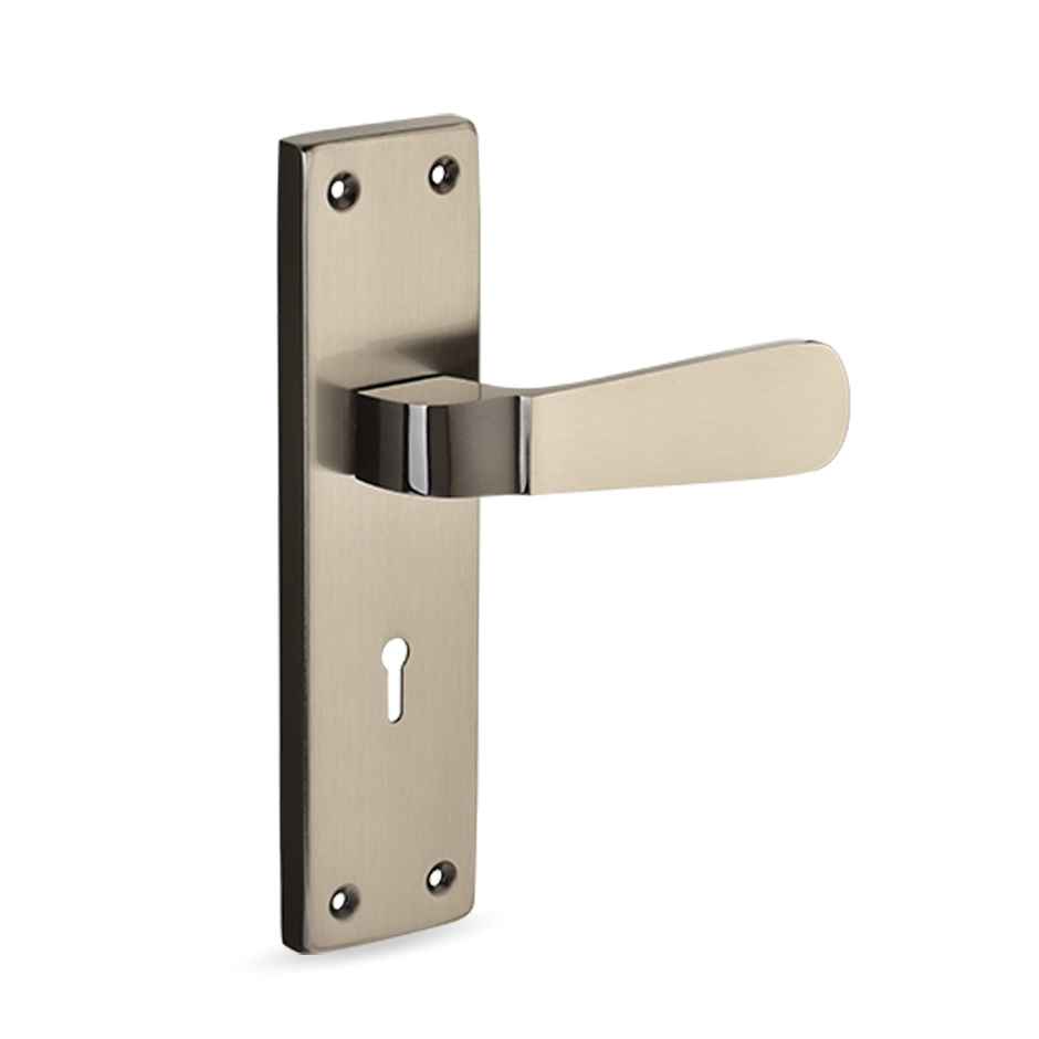 Link Ky 8 Inch Plate Handle Door Lock | Mortise Lock | Finish - Black Silver | Invincible