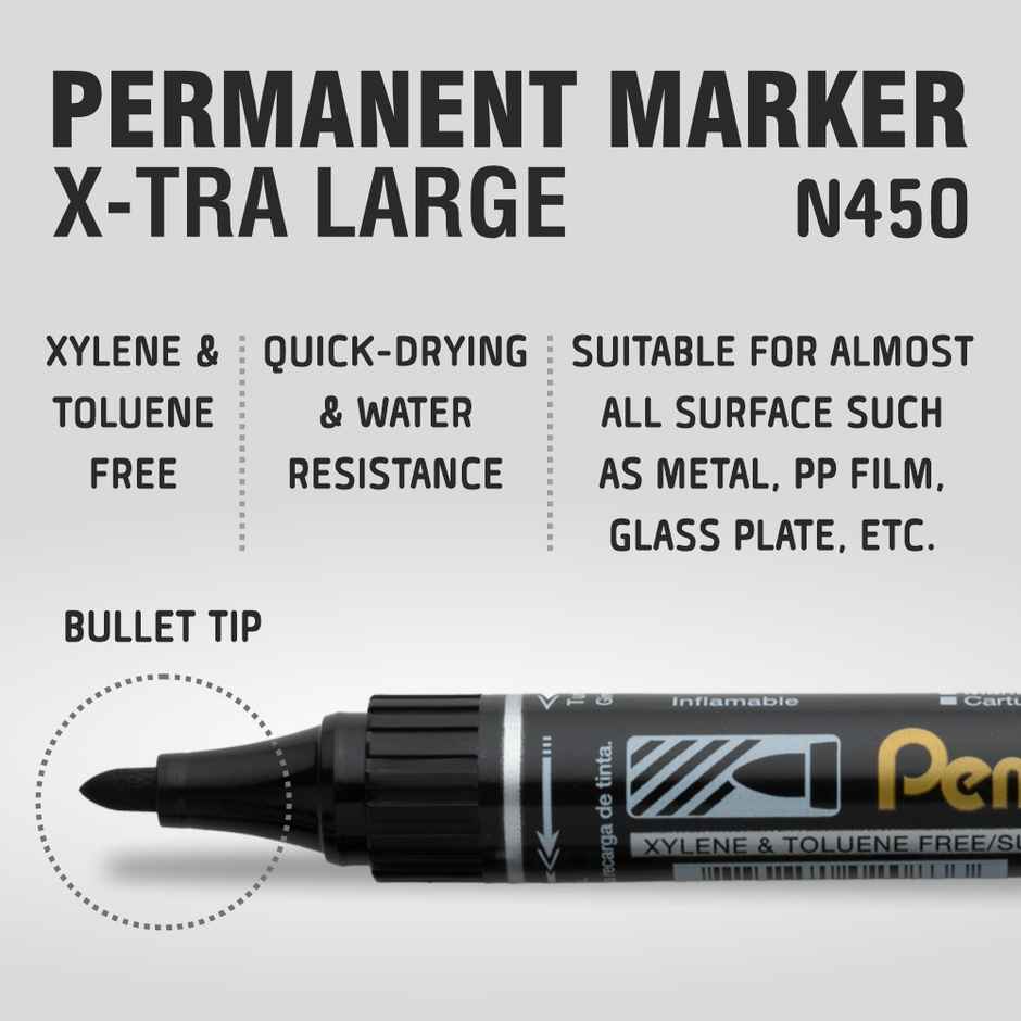 Pentel N450 Permanent Marker Bullet Tip Single Black Ink