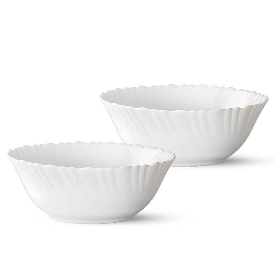 Larah By Borosil Opalware Mixing Bowl 2 Pcs Set (1240 ml Each),Crockery For Gifting & Dining, White
