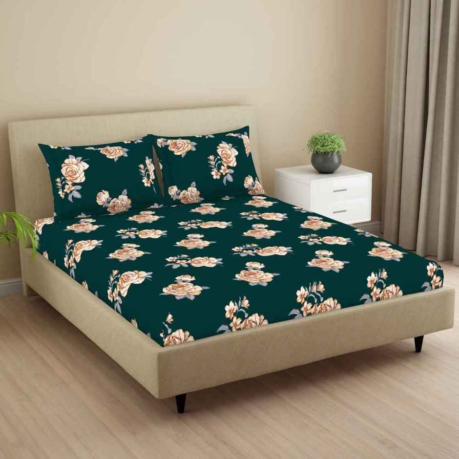 Welspun LUME Double Bedsheet | Soft & Durable | Premium Quality Collection | Dark Green