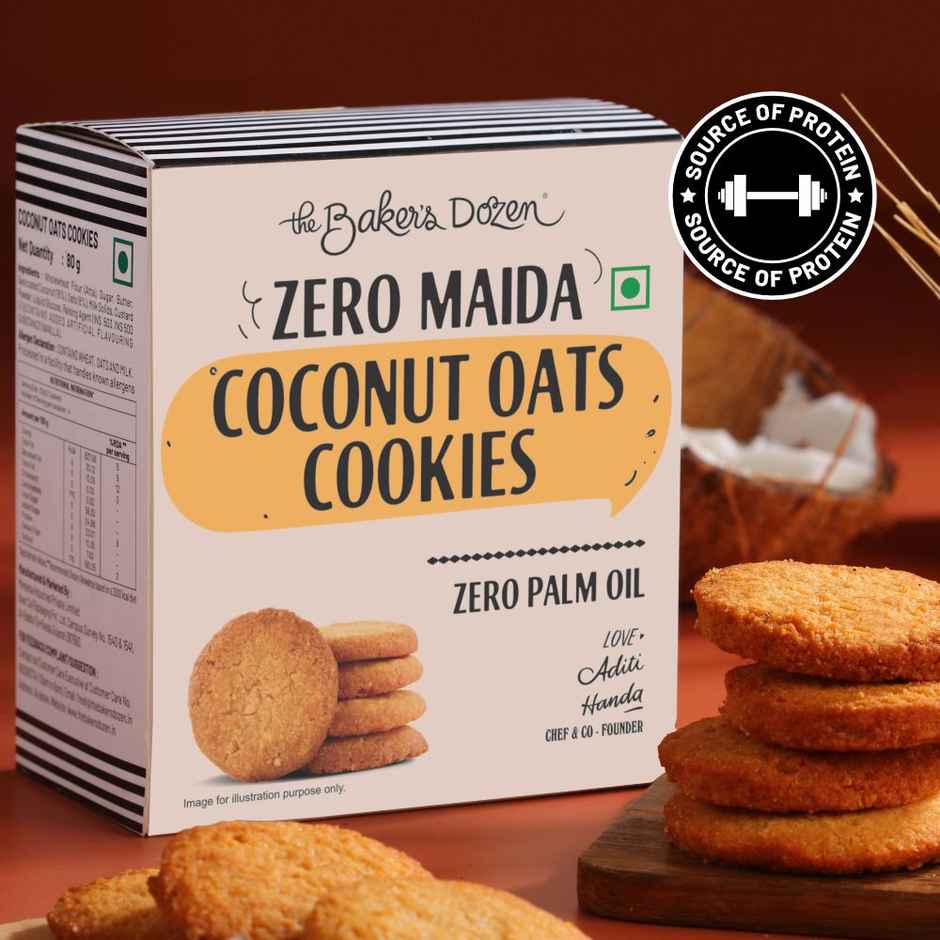 The Baker's Dozen Zero Maida Coconut Oats Cookies | Premium Oats Biscuit cookies | Coconut Biscuit