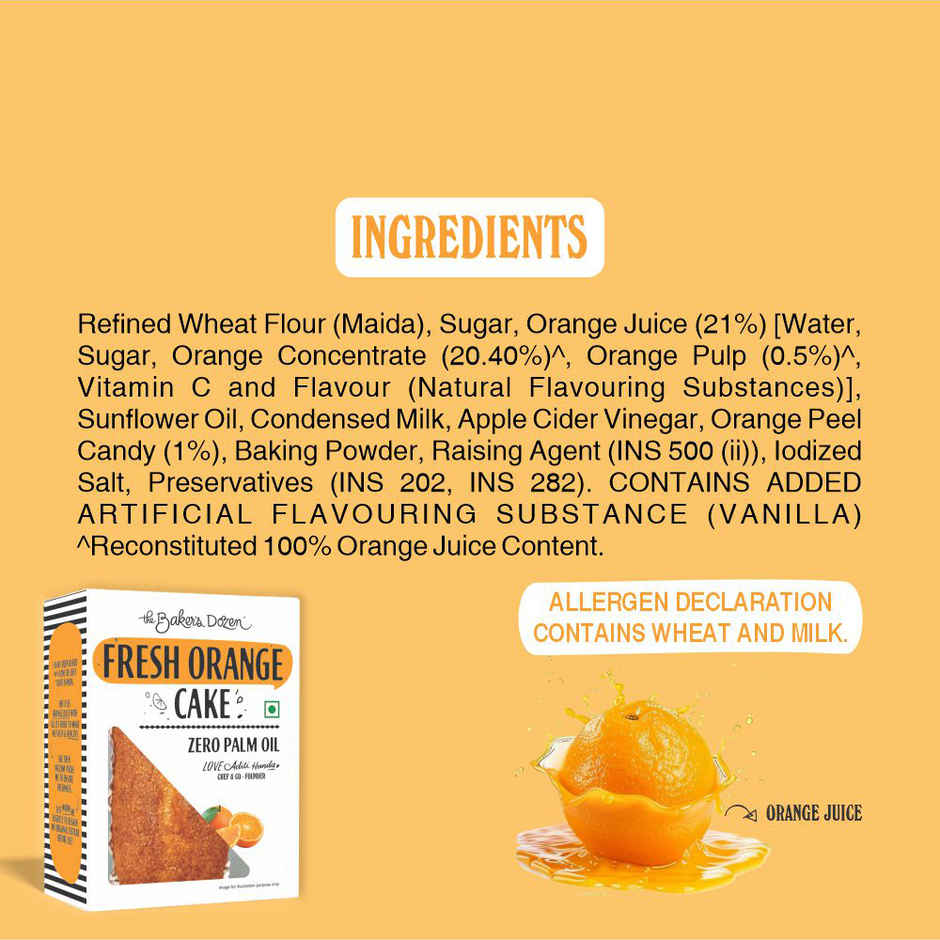 The Baker's Dozen Handmade Fresh Orange Cake |Eggless Cake | Made with Fresh Orange Juice | Combo