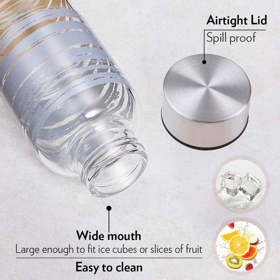 Borosil Glance Narrow Mouth Bottle with Metal Lid Borosilicate Glass Dishwasher Safe