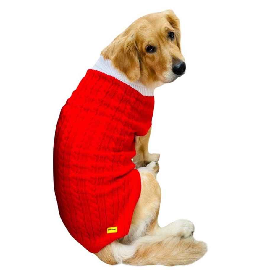 Bearhugs Red Highneck Sweater For Dogs L