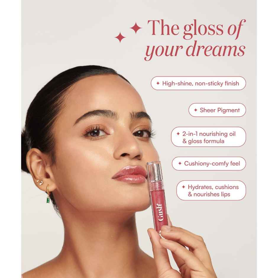 Gush Beauty Glaze Lip Oil Gloss | High Shine & Hydrating Brown Gloss | Honey Drip | Brown Gloss