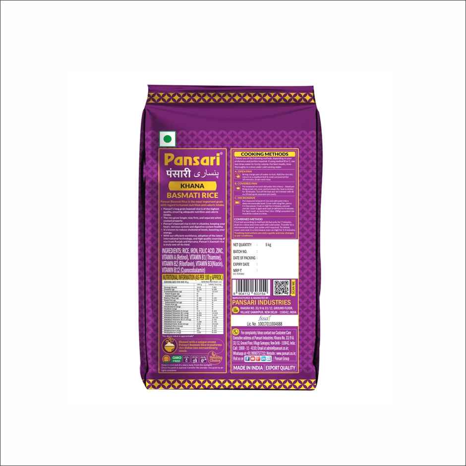 Pansari Khana Basmati Pulao Rice Extra Long Grain - Chawal, 100g Shasha Jeera Free Inside the Pack