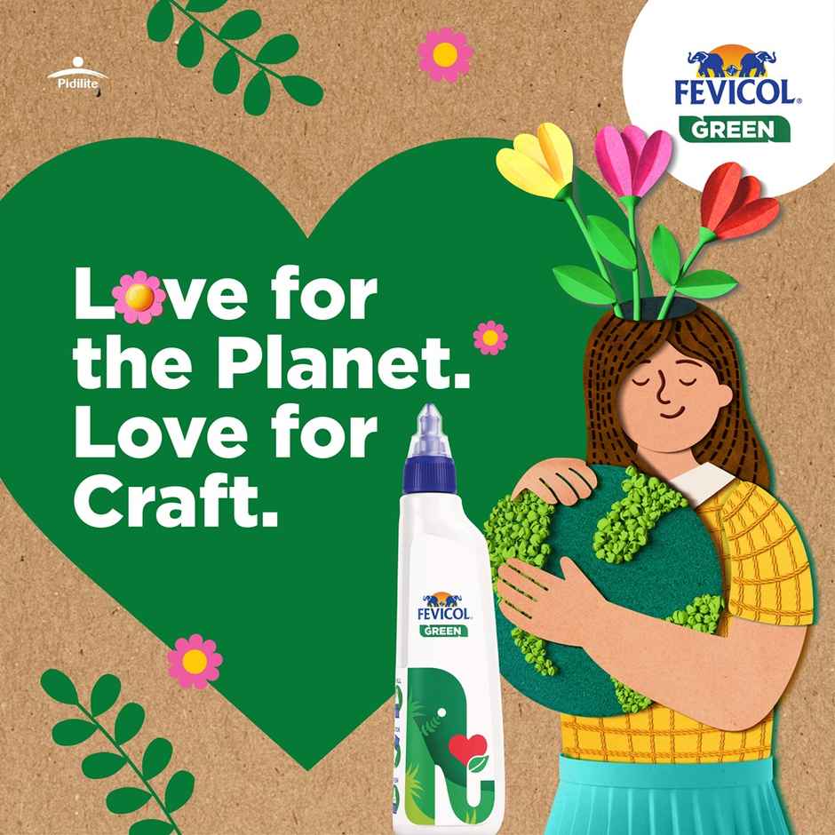 Fevicol Green Eco Adhesive Clear Quick Dry Multi Surface Craft Glue Strong Bond