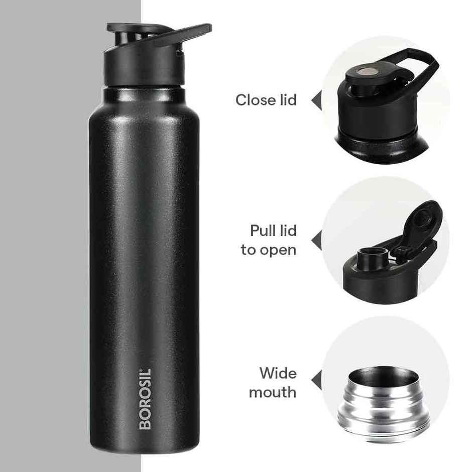 Borosil Sipfresh BIS Approved Single Wall Stainless Steel Water Bottle | Galaxy | 840 ml
