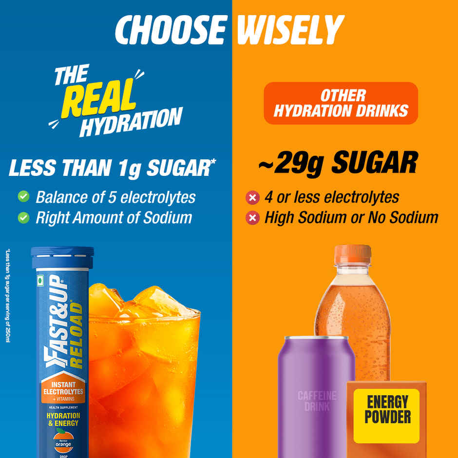 Fast&Up Reload Energy Drink Low Sugar Electrolyte - Orange Flavour Combo