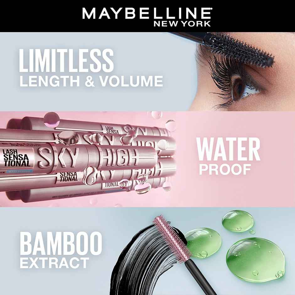 Maybelline New York Lash Sensational Sky High Mascara, 802 Very Black, Lengthening & Waterproof
