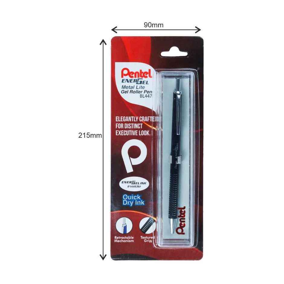 Pentel Energel Metal Lite Single Blister Black Body Black Ink