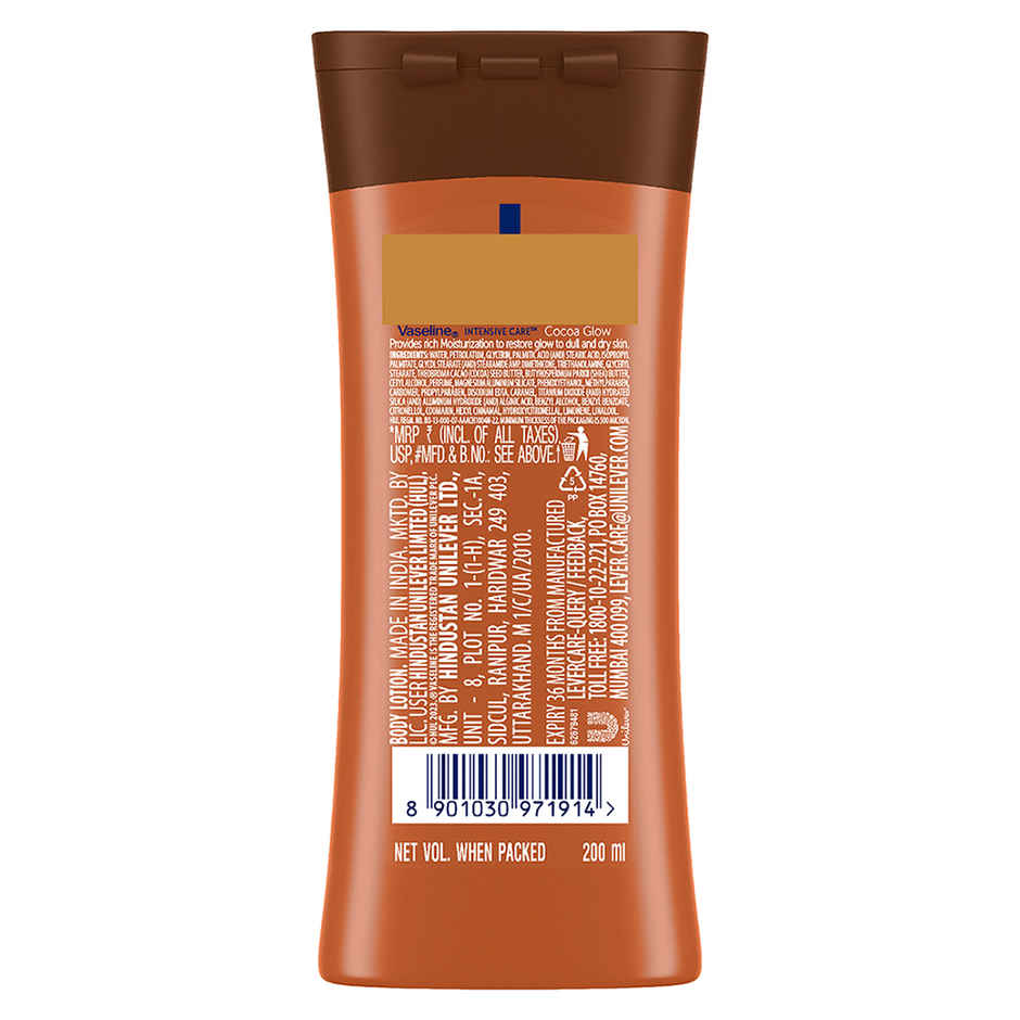 Vaseline Cocoa Glow Serum In Lotion, 100% Pure Cocoa & Shea Butter for Glowing & Soft Skin