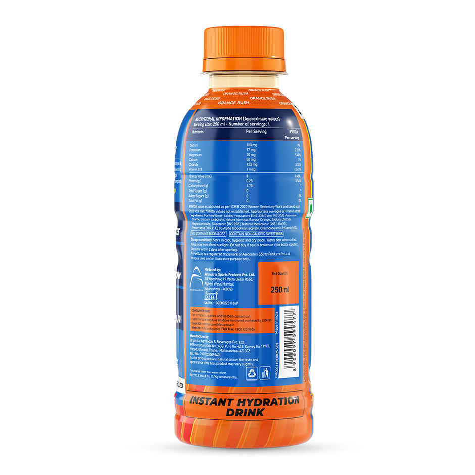 Fast&Up Reload Orange Zero Sugar Energy Drink | Instant Electrolytes | Healthy & Refreshing Drink