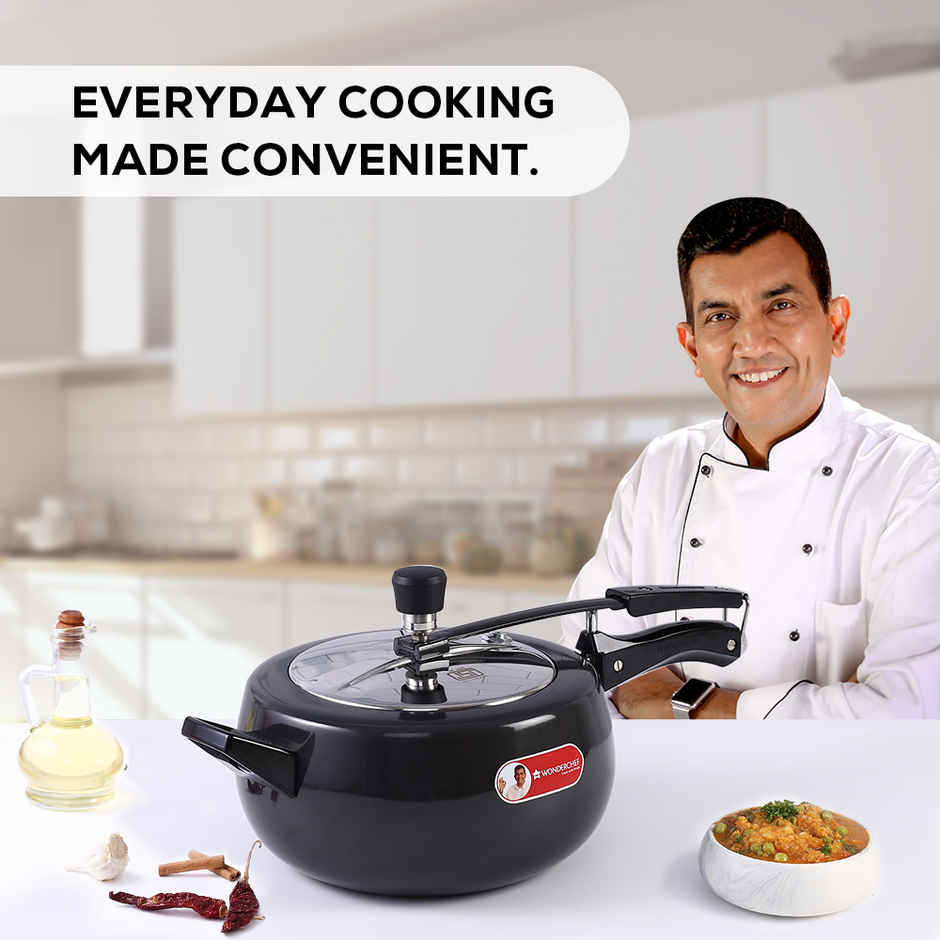 Wonderchef Taurus Hard Anodized Inner Lid Pressure Cooker | ISI Certified | 5 Year Warranty - 5 L