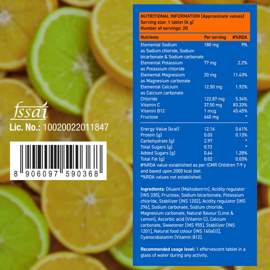 Fast&Up Reload Low Sugar Instant Hydration With 5 Essential Electrolytes | Lime&Lemon