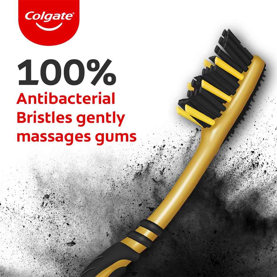 Colgate Zigzag Charcoal Medium Bristle Manual Toothbrush For Adults (4pc) & Colgate Max Fresh Plax Mouthwash - Fresh Mint (250ml) & Colgate Charcoal Clean Black Gel Toothpaste Deep Clean With Bamboo Charcoal & Wintergreen Mint (240g) Combo