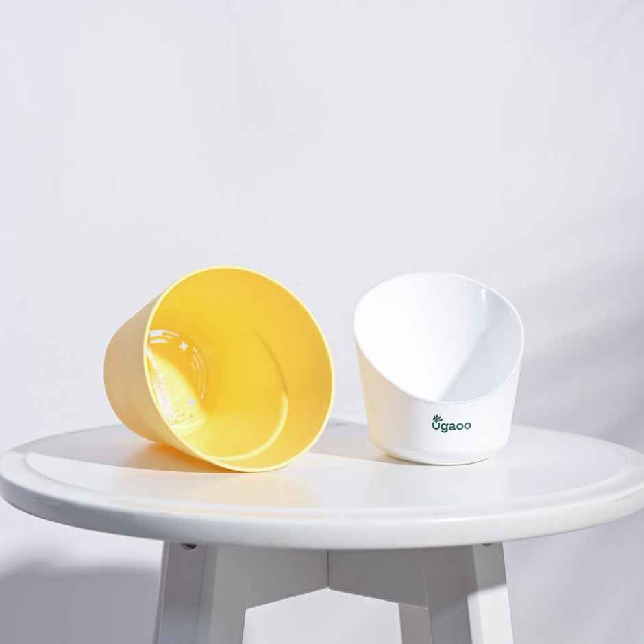 Ugaoo Atlantis Self Watering Planter - 4 Inch | Set of 3 | Midnight Blue, Pastel Blue, Yellow