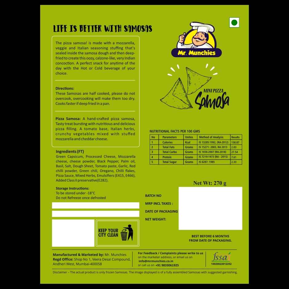 Mr. Munchies Pizza Samosa | Crispy Snack